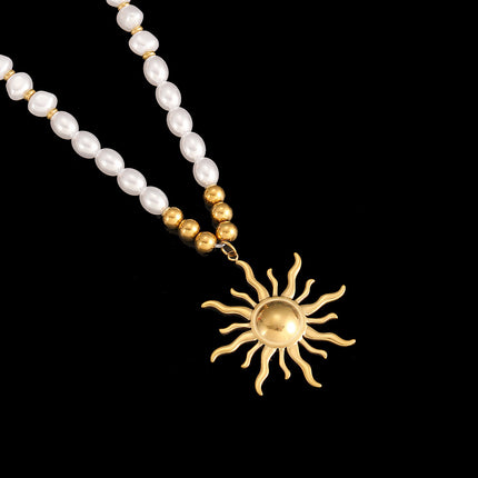 Cross-Border Stainless Steel Necklace Shell Titanium Steel Pendant New Pearl Jewelry Seaside Accessories European and American Non-Fading Jewelry