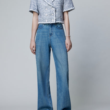 【Special Clearance】Women's Jeans Made of Premium Denim Fabric, Comfortable and Stylish, Slimming Wide-Leg Floor-Length Pants