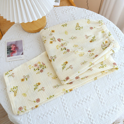 Thin maternity pajamas crepe cotton spring and summer belly pants cotton double crepe adjustable loose cotton pants