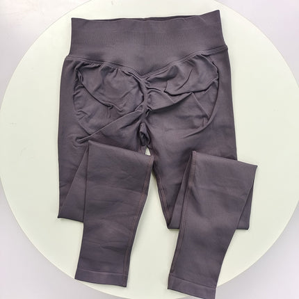 [Butt King] European and American Newly Upgraded Seamless Knitted Mid-Waist Peach Butt Pants Three-Section Waist Fitness Pants