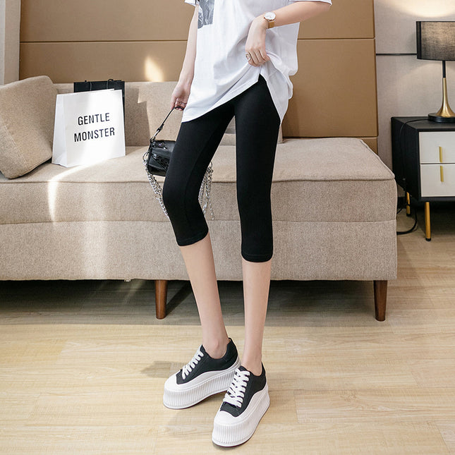 Modal Leggings Women's Thin Outer Wear Seamless Spring and Summer Cropped Pants Large Size High Waist Pants for Chubby Girls Women