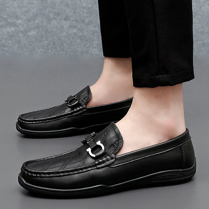 Men's Shoes Autumn New Beanie Shoes Men's British Style Slip-On Business Loafers Fashionable Soft-Soled Casual Leather Shoes