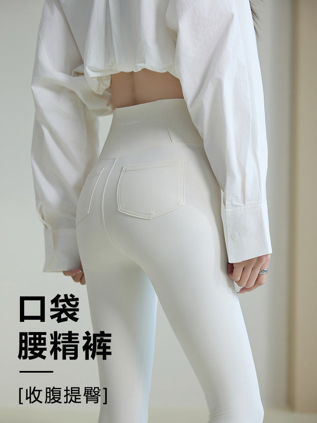 Pocket Shark Pants Women Spring Summer 2025 New High-Waisted Tummy Control Butt-Lifting Yoga Sports Slimming Butt-Lifting Leggings