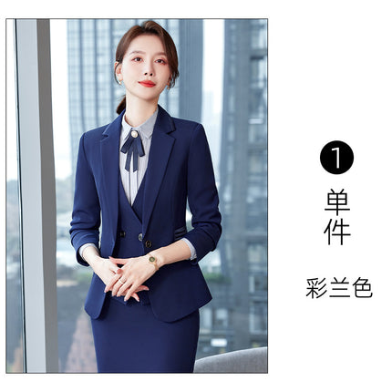 High-end professional suit women's spring and autumn fashion temperament goddess style suit formal wear sales department hotel front desk work clothes