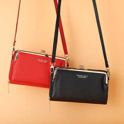 Factory wholesale horizontal mobile phone bag female litchi pattern Small Satchel sweet Joker multi-purpose coin purse mini bag