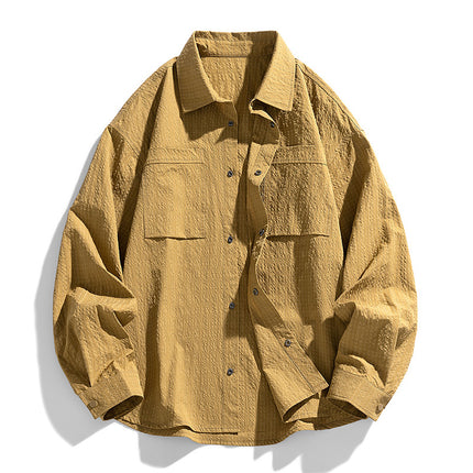 Youth Tooling Shirt Men's Spring and Autumn Fashionable Brand Loose Lapel Shirt Fashionable Casual Long Sleeve Jacket Coat Men