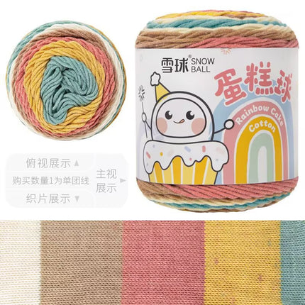 Cake Thread Snowball Wool Ball 5 Strands Milk Cotton Thread Rainbow Color Section Dyed Wool Scarf DIY Knitting Wool Ball