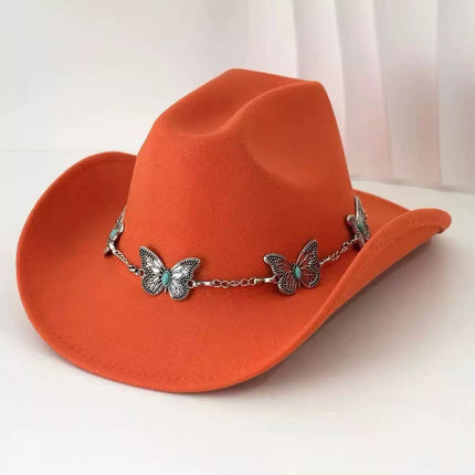 Solid Color Light Board Felt Western Cowboy Hat Outdoor Autum Hat Women's Simple French Hat Men's High-End