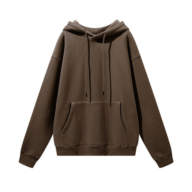 Men's Autumn and Winter 345g Pure Color Hoodie Thickeneded and Velvet Oversize Brushed Men's Hooded Sweatshirt Thickeneded and Warm