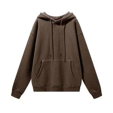 Men's Autumn and Winter 345g Pure Color Hoodie Thickeneded and Velvet Oversize Brushed Men's Hooded Sweatshirt Thickeneded and Warm