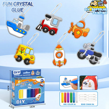 DIY children's crystal plastic painting suit graffiti free plastic painting window pendant keychain sun catcher toy