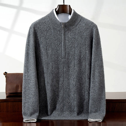 Cashmere Sweater 2025 Autumn/Winter New Men's Half-Turtleneck Short Cable Knit Base Sweater
