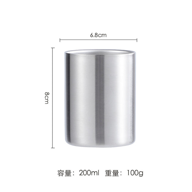 Wholesale Double-Layer Anti-Scald Mug with Handle, 304 Stainless Steel Water Cup with Lid, Children's Business Cup, Customizable with Logo