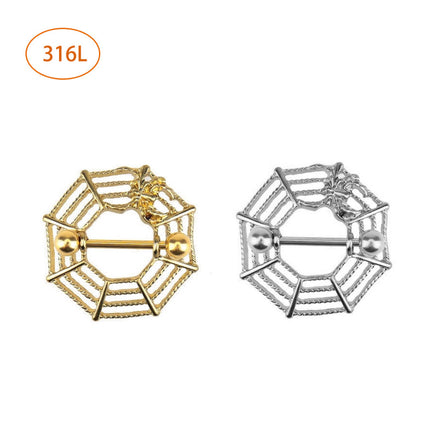 14G punk earrings stainless steel spider breast ring silver gold puncture wholesale foreign trade puncture perforation