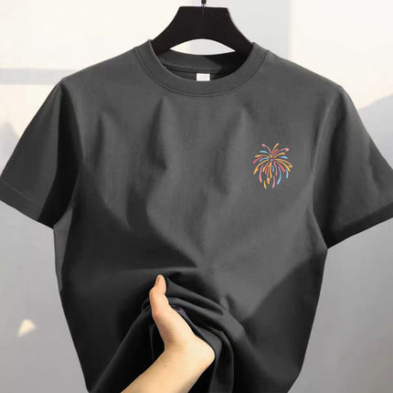 100% Pure Cotton Heavyweight Summer Short-Sleeve T-Shirt for Men, Versatile Trendy Brand Casual Cartoon Print Student Half-Sleeve Top