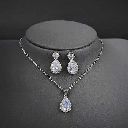 Foreign trade e-commerce Dubai jewelry water drop pear-shaped earrings necklace colorful zircon ear two-piece e5620 x711