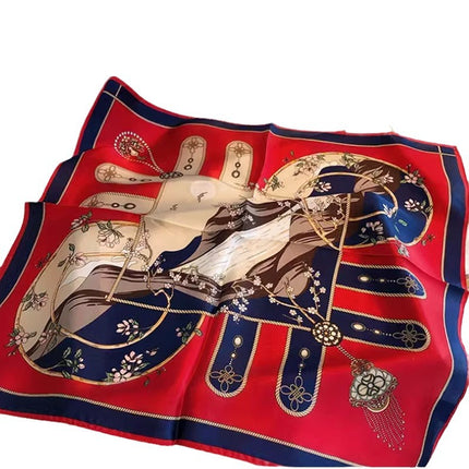 Suzhou Silk Women's Scarf 100% Mulberry Silk Scarf Large and Small Square Scarf Neckerchief Shawl with Printed Design