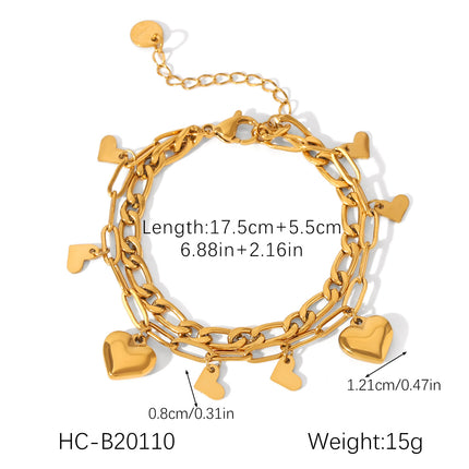 European and American Cross-Border Ot Buckle Heart-Shaped Pendant Stainless Steel Bracelet for Women, Non-Fading, High-End Heart Jewelry, Titanium Steel Jewelry