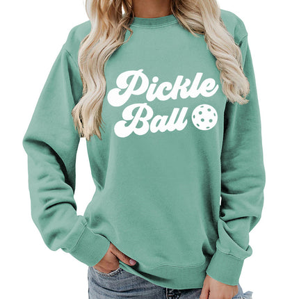 Pickle ball Printed Round Neck Women's Top Sweatshirt Foreign Trade Supply Autumn and Winter Coat Casual Loose European Size