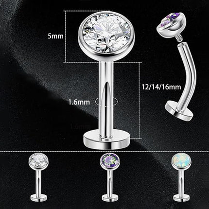 F136 titanium curved rod suspended two inner teeth Aobao colorful belly button nail 1.6mm thick 12-16mm long 1.2 teeth