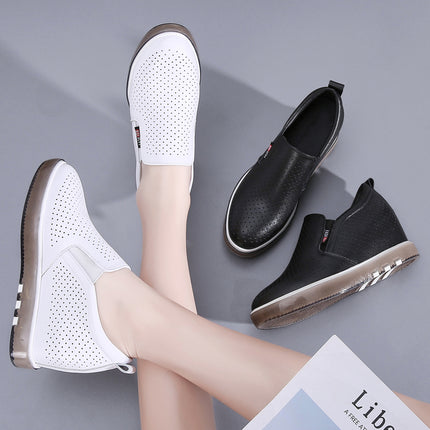 Women's Height-Increasing Shoes 2024 New Women's Soft-Soled White Shoes Women's Sports Shoes Women's Leather Shoes Women's Flats