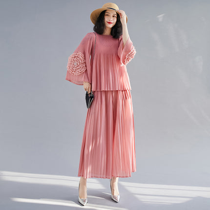 2026 Fashionable and Elegant New Women's Clothing, Issey Miyake Pleated Spring-Summer New Style Puff Sleeve Women's Top