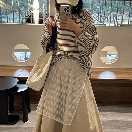 Lace half-length gauze skirt veil headscarf women's all-matching Korean style stacked apron one-piece fart skirt fart curtain cover skirt for four seasons