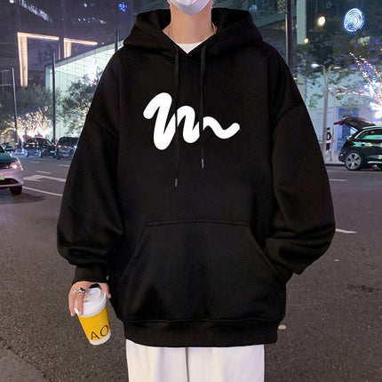 oversize heavy wine red hooded sweater men's autumn and winter fleece-lined American hiphop coat vintage top