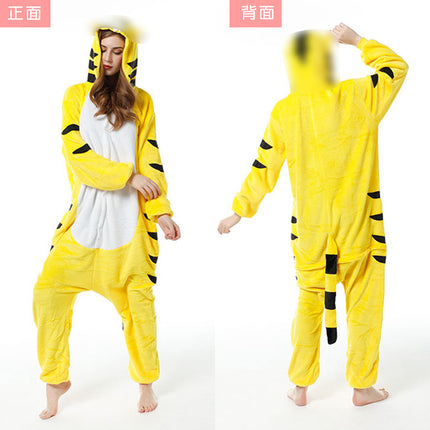 Cross-Border New Flannel Pajamas Zebra Tigger Cartoon One-Piece Couple Cute Home Clothes Mixed Batch