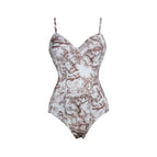 brown one-piece bikini / S