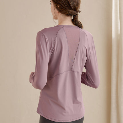 Yoga clothes women's long-sleeved workout clothes T-shirt breathable running professional workout clothes morning running workout clothes top spring and autumn