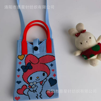 Girl's Heart-Shaped Knitted Crossbody Bag