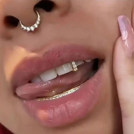 Europe and the United States best selling hip-hop tiger teeth with zirconium decorative braces TeethGrillz real gold plating braces factory direct sales