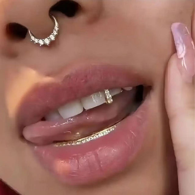 Europe and the United States best selling hip-hop tiger teeth with zirconium decorative braces TeethGrillz real gold plating braces factory direct sales