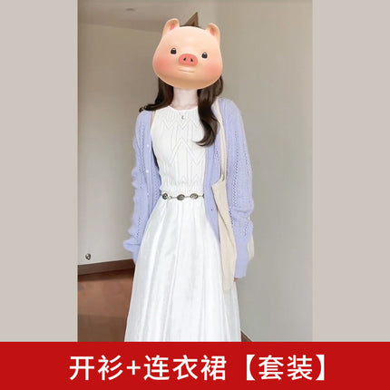 Early Autumn Wear 2025 New Women's French Sleeveless Vest White Dress Women's Design Long Skirt Suit
