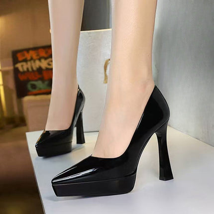 Autumn High-Heeled New Shoes, Pointed-Toe New Shoes, Shallow-Mouth Thick-Heeled Thick-Soled Fashion Shoes for Women, New Products