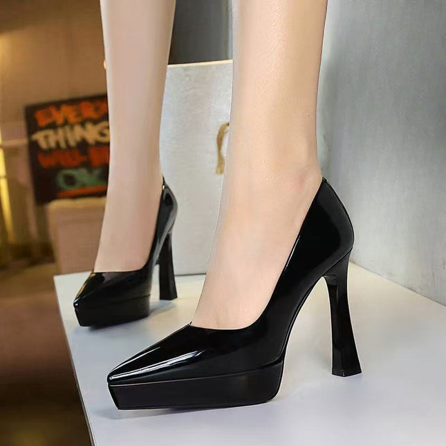 Autumn High-Heeled New Shoes, Pointed-Toe New Shoes, Shallow-Mouth Thick-Heeled Thick-Soled Fashion Shoes for Women, New Products