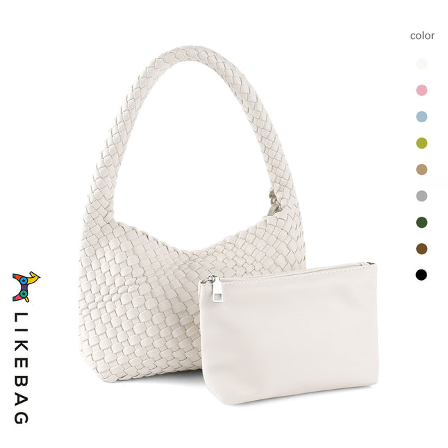 Pure Hand-woven Lunch Box Bag High-end Underarm Bag Fashion Women's Bag Cross-border Portable Shoulder Bag