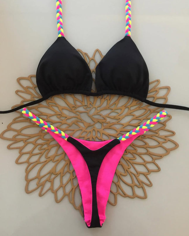 2025 New Bikini Three-Point Tight Split Women's Swimsuit Bikini Swimsuit Push-Up Leopard Print Sexy Style
