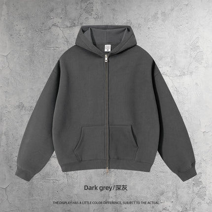 Kite Men's Clothing | Cross-Border European and American Loose Zipper Shirt Two-Piece Set for Men and Women 350g Fleece Hooded Sweatshirt and Pants Set