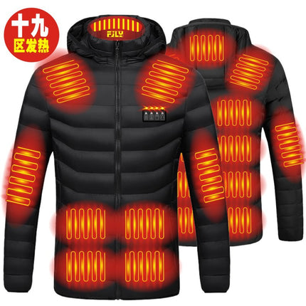 Cross-border hooded heating cotton-padded clothes double-control three-gear electric heating cotton-padded clothes intelligent constant temperature heating warm coat heating warm
