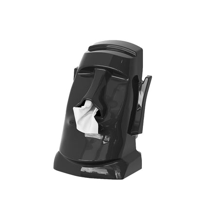 Desktop Tissue Box with High Aesthetic Appeal for Home Use, Stone-Like Bathroom Toilet Paper Holder with Built-In Spring, Large Capacity Tissue Box for Living Room