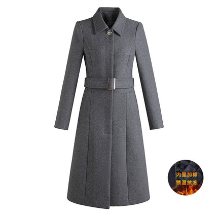 Professional woolen coat women's winter slim-fit mid-length woolen coat with cotton sales department front desk work clothes