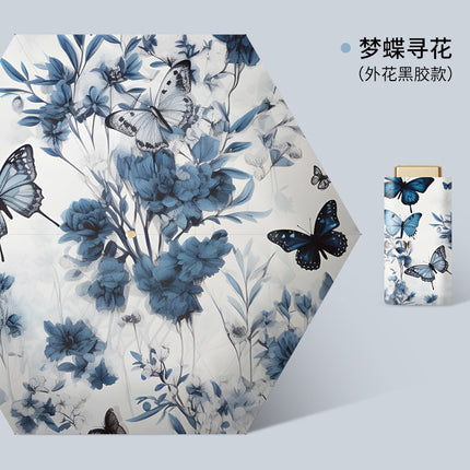 Sunny Umbrella Folding Ultra Light Small Flat Six-fold Umbrella Sun Protection Sunshade Sun Umbrella UV Protection Mini Pocket Umbrella