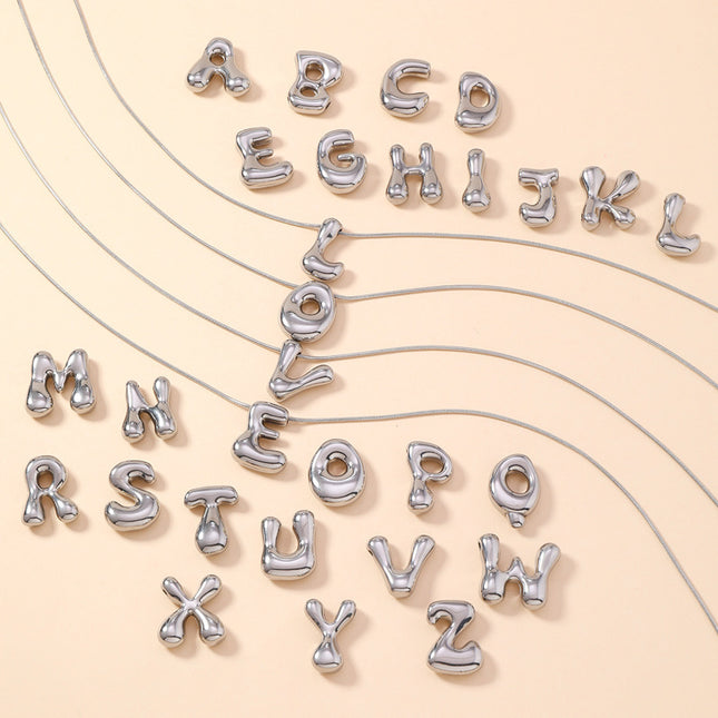 Pendant Single Pendant European and American Fashion Stainless Steel Jewelry Mini Bubble English Letter Pendant DIY Accessories Jewelry