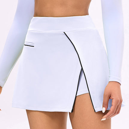 New Summer Fitness Running Sports Skirt Long Sleeve Top with Chest Pad Tennis Clothes Golf Tennis Skirt Women