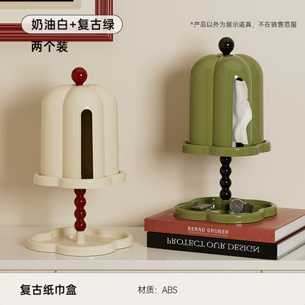 Desktop Tissue Box with High Aesthetic Appeal for Home Use, Stone-Like Bathroom Toilet Paper Holder with Built-In Spring, Large Capacity Tissue Box for Living Room