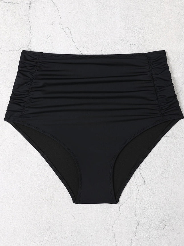Women's High-Waisted Swim Shorts, Tummy-Concealing, Slimming, Conservative, Separate Swim Shorts for Women, European and American Export, Available in Additional Colors, Solid Color, Plus-Size Swim Shorts