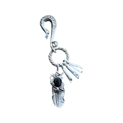 Original three-ring key chain pendant ink black hemp wreath old high-end waist ornaments cross-border e-commerce