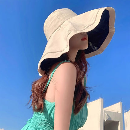 2026 New Summer Fisherman Hat for Women, Large Brim, Black Coating, Sun Protection, Uv Protection, Outdoor Hat, Foldable